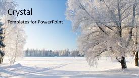  Presentation with snow blizzard in winter - Theme having snowy landscape - winter park in snow background and a light blue colored foreground