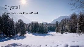  Presentation with recreation - Presentation theme having snowy-landscape-with-mountain-panorama background and a light blue colored foreground