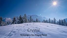  Presentation with tracks - Theme with snowy-landscape-with-mountain-panorama background and a light blue colored foreground