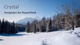  Presentation with recreation - Presentation design consisting of snowy-landscape-with-mountain-panorama background and a light blue colored foreground