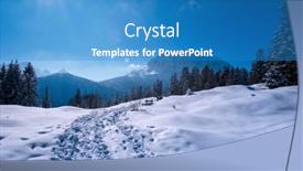  Presentation with recreation - Presentation design featuring snowy-landscape-with-mountan-panorama background and a teal colored foreground