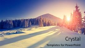  Presentation with happy new year - Audience pleasing presentation theme consisting of snowy mountain - fantastic evening landscape backdrop and a lemonade colored foreground