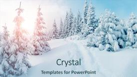  Presentation with winter scene - PPT theme having snowy mountain - majestic winter landscape glowing background and a sky blue colored foreground