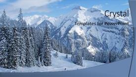  Presentation with skiing - Colorful PPT theme enhanced with snowy mountain - slope on the skiing resort backdrop and a light blue colored foreground