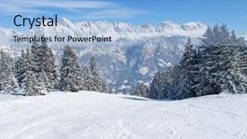  Presentation with skiing - Presentation theme consisting of snowy mountain - slope on the skiing resort background and a light blue colored foreground