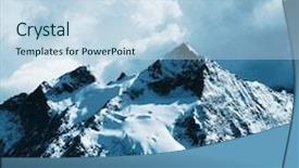  Presentation with mountain - Amazing PPT theme having snowy mountain peak backdrop and a light blue colored foreground