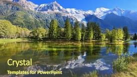  Presentation with mountain lake - Presentation theme with mountains and evergreen spruce reflected background and a tawny brown colored foreground