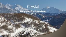  Presentation with winter weather - Presentation consisting of snowy mountains in winter weather in val d'allos foux background and a teal colored foreground