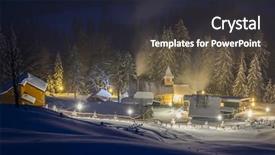  Presentation with winter wonderland - Amazing presentation theme having snowy mountains in winter backdrop and a wine colored foreground