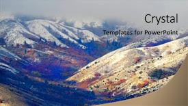  Presentation with fall mountains - Colorful presentation design enhanced with snowy mountains with fall autum backdrop and a light gray colored foreground