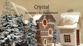  Presentation with snow covered trees and falling - Audience pleasing slide set consisting of snowy night - little snow covered cottages made backdrop and a  colored foreground