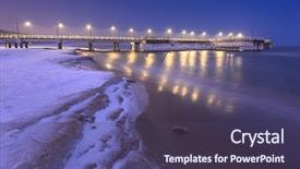  Presentation with night - PPT theme with snowy night at the baltic background and a violet colored foreground