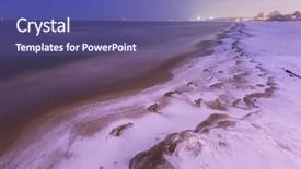  Presentation with sea shipments - Presentation theme having snowy night at the baltic background and a violet colored foreground