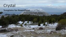  Presentation with mounted mount etna volcano - Colorful PPT theme enhanced with snowy nuovo mount volcanic crater backdrop and a  colored foreground