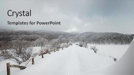  Presentation with path - Presentation design having snowy path to frosty beech background and a light gray colored foreground