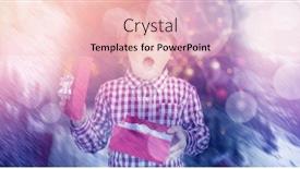  Presentation with pine trees - Audience pleasing PPT theme consisting of snowy pine trees on alp mountain slope against surprised little boy holding a gift backdrop and a lemonade colored foreground