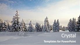  Presentation with winter landscape winter tree - Presentation theme featuring snowy pine trees background and a gray colored foreground