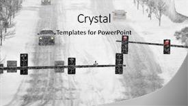  Presentation with blizzard - PPT layouts consisting of snowy roads in winter traffic background and a light gray colored foreground