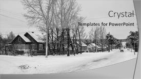  Presentation with russia - PPT theme with snowy-rural-landscape background and a light gray colored foreground