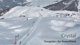  Presentation with ski - Slide deck enhanced with snowy-slopes-of-a-mountain background and a light blue colored foreground