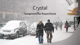  Presentation with finland - Beautiful PPT theme featuring snowy street with christmas tree backdrop and a light gray colored foreground