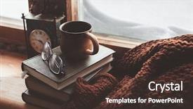  Presentation with wine book cheese - Colorful PPT layouts enhanced with snowy weather at home quiet backdrop and a tawny brown colored foreground