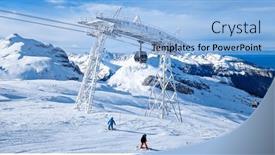  Presentation with mont blanc - Presentation having snowy-winter-french-alps-ski and a light blue colored foreground