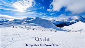  Presentation with mont blanc - Slide deck featuring snowy-winter-french-alps-ski background and a sky blue colored foreground