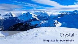  Presentation with mont blanc - Slide set having snowy-winter-french-alps-ski and a sky blue colored foreground