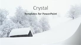  Presentation with house snow mountain - Audience pleasing slide deck consisting of snowy winter in a mountain village landscape with fog and deep snow lonely wooden house backdrop and a white colored foreground