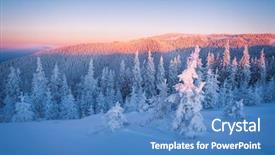  Presentation with forest morning - Presentation design consisting of snowy winter in mountains frosty morning fir forest under snow beauty in nature background and a teal colored foreground