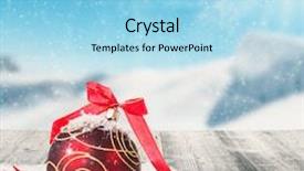  Presentation with red chinese winter festival - Beautiful theme featuring snowy winter landscape with red backdrop and a light blue colored foreground