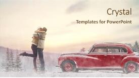  Presentation with young happy couple - PPT layouts having snowy winter nature background christmas background and a cream colored foreground