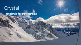  Presentation with alps - Colorful presentation design enhanced with snowy-winter-panorama-of-dachstein backdrop and a ocean colored foreground