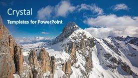  Presentation with alps - Beautiful PPT theme featuring snowy-winter-panorama-of-dachstein backdrop and a ocean colored foreground