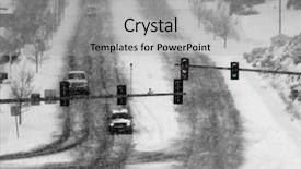  Presentation with winter driving - Presentation theme enhanced with snowy winter road with cars background and a light gray colored foreground