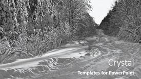  Presentation with winter forest - Colorful presentation theme enhanced with road in the fir forest backdrop and a gray colored foreground