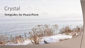  Presentation with winter - Theme having snowy-winter-shore-of-lake background and a sky blue colored foreground