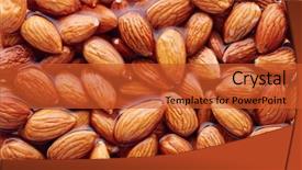  Presentation with almond milk - Audience pleasing PPT theme consisting of soaking almonds in water almonds backdrop and a red colored foreground