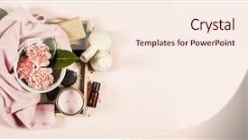  Presentation with essential oil - Beautiful PPT theme featuring soap bar candles essential oil backdrop and a cream colored foreground