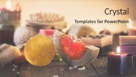  Presentation with making soap - Slide deck consisting of soap closeup organic soap making background and a  colored foreground