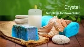  Presentation with minerals - Amazing PPT theme having soap from marine minerals backdrop and a forest green colored foreground
