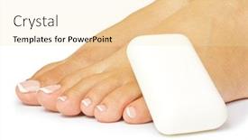  Presentation with soap - Presentation theme featuring foot washing - soap near feet is isolated background and a lemonade colored foreground