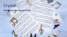  Presentation with music sheets - PPT layouts consisting of soap notes - composition of music sheets background and a  colored foreground