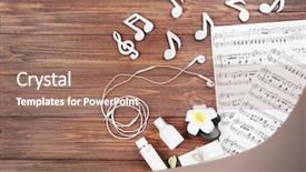  Presentation with music sheets - Slide deck having soap notes - composition of music sheets background and a  colored foreground