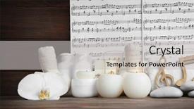  Presentation with music sheets - Presentation theme with soap notes - composition of music sheets background and a  colored foreground