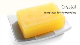  Presentation with soap - PPT theme enhanced with scrub rub - soap on a dish isolated background and a blonde colored foreground