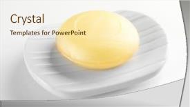  Presentation with soap chemistry - PPT theme with scrub rub - soap on a dish isolated background and a cream colored foreground