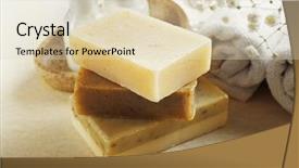  Presentation with soap - Colorful presentation enhanced with scrub rub - soap set and towels backdrop and a soft green colored foreground