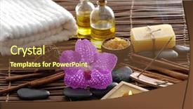  Presentation with purple orchids pink flowers orchid - Presentation theme consisting of soap stones towel on mat background and a tawny brown colored foreground